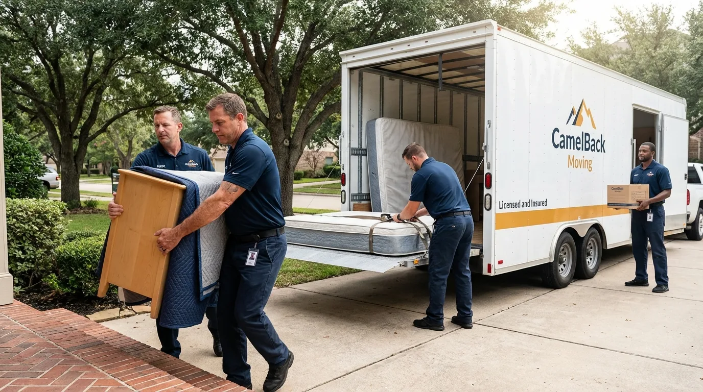 Crew loading residential truck for cross-state move from Essexville, MI