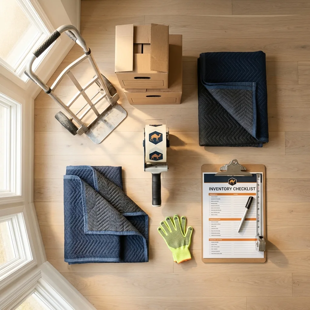 Professional moving supplies and packing materials layout for Essexville residential relocations